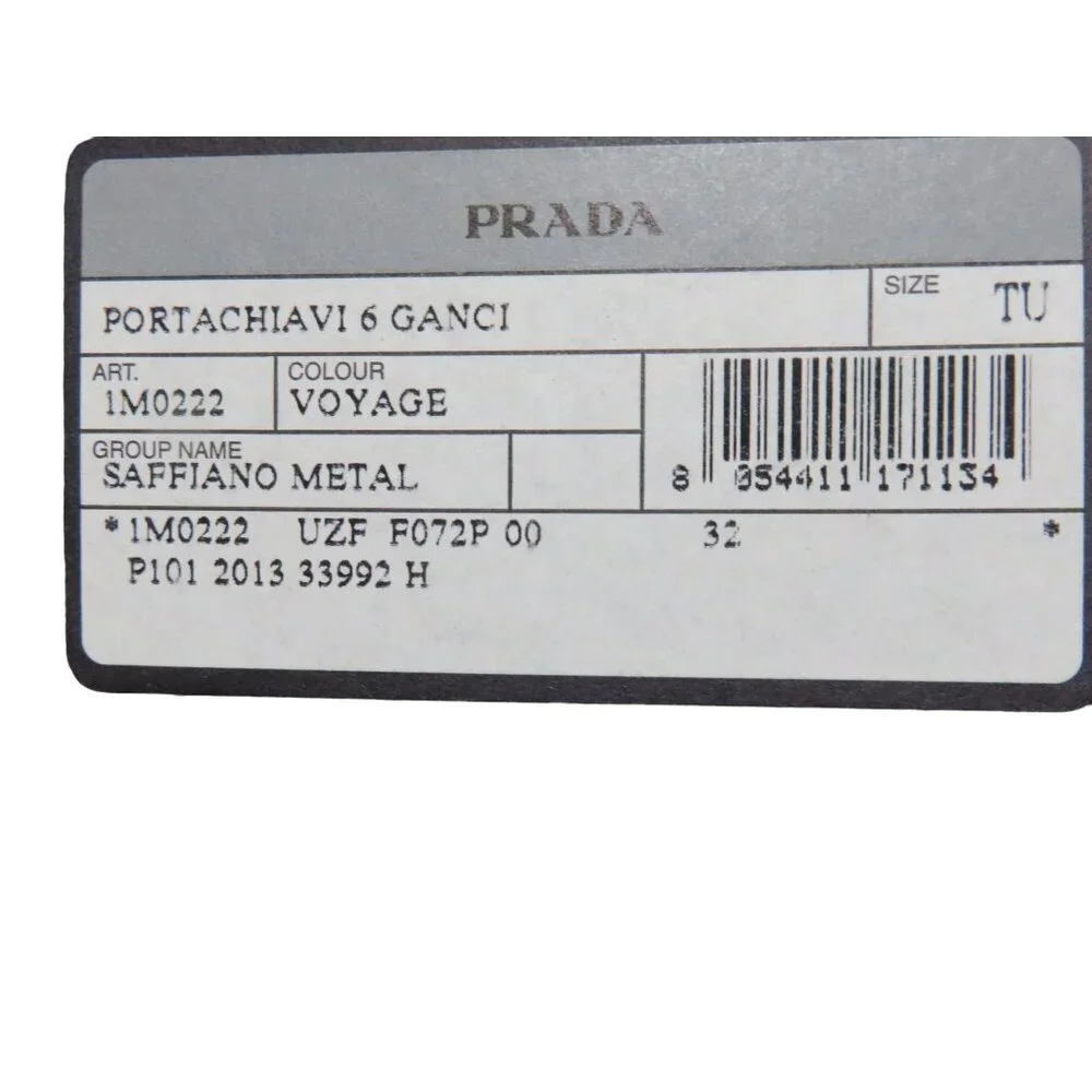 PRADA Voyager Italian Saffiano Leather Metal 6 Key Holder Cobalt Turquoise Blue